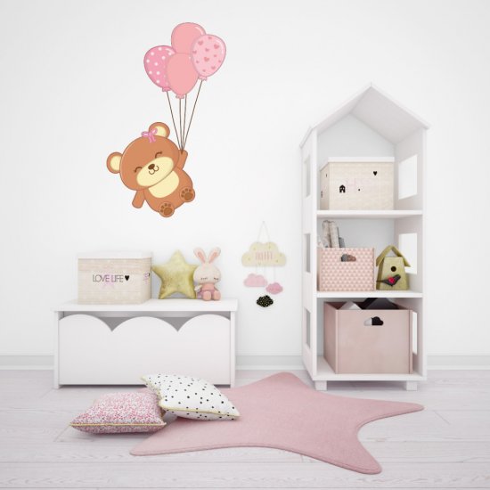 Αυτοκόλλητο τοίχου - Αρκουδάκι με μπαλόνια Αυτοκόλλητο τοίχου - Αρκουδάκι με μπαλόνια