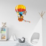 Αυτοκόλλητο τοίχου - Αερόστατο με ζωάκια