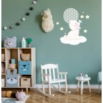 Αυτοκόλλητο τοίχου - Γατούλα σε συννεφάκι