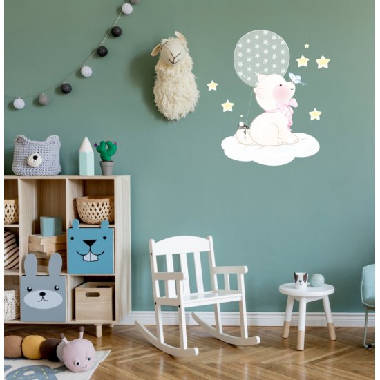 Αυτοκόλλητο τοίχου - Γατούλα σε συννεφάκι Αυτοκόλλητο τοίχου - Γατούλα σε συννεφάκι