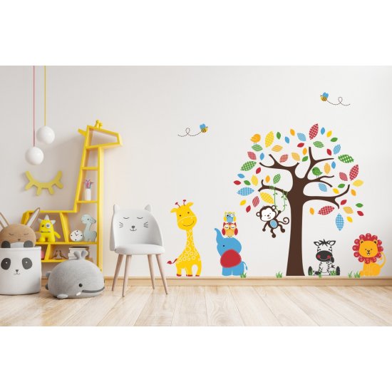 Παιδικό Αυτοκόλλητο Τοίχου - Ζωάκια στο Ζούγκλα Παιδικό Αυτοκόλλητο Τοίχου - Ζωάκια στο Ζούγκλα