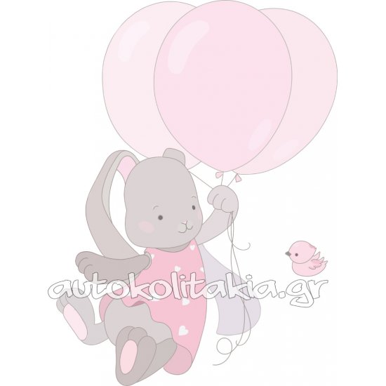 Αυτοκόλλητο τοίχου - Κουνελάκι με μπαλόνια Αυτοκόλλητο τοίχου - Κουνελάκι με μπαλόνια