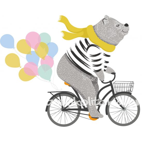 Αυτοκόλλητο τοίχου - Βόλτα με ποδήλατο Αυτοκόλλητο τοίχου - Βόλτα με ποδήλατο