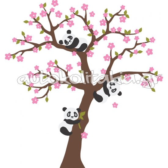 Αυτοκόλλητο τοίχου - Δέντρο με Panda Αυτοκόλλητο τοίχου - Δέντρο με Panda
