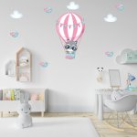Αυτοκόλλητο τοίχου - Ρακούν με αερόστατο