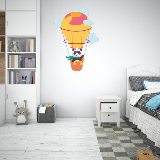 Αυτοκόλλητο τοίχου - Panda σε αερόστατο Αυτοκόλλητο τοίχου - Panda σε αερόστατο