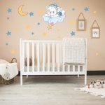 Αυτοκόλλητο τοίχου - Αρκουδάκι σε συννεφάκι + 22 αστεράκια