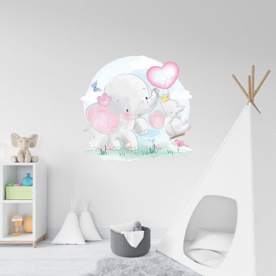 Αυτοκόλλητο τοίχου - Ελεφαντάκια σε κούνια Αυτοκόλλητο τοίχου - Ελεφαντάκια σε κούνια