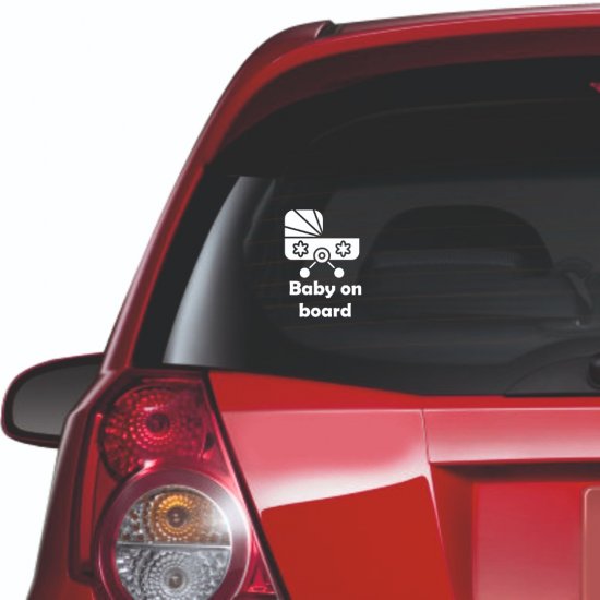 Car Sticker - Kid on board baby carriage