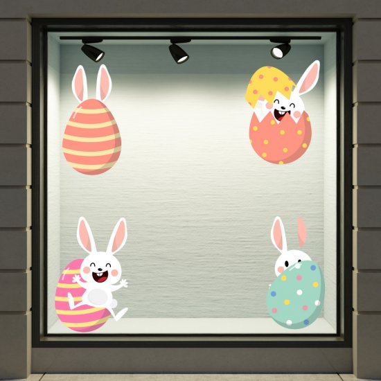 Αυτοκόλλητο Βιτρίνας - Πασχαλινά αυγουλάκια σετ (4 αυγά)