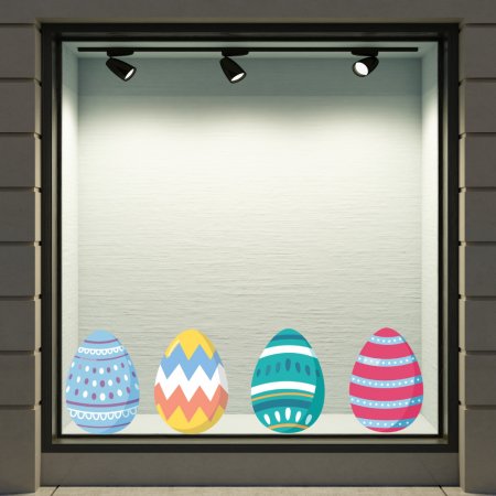 Αυτοκόλλητο Βιτρίνας - Πασχαλινά αυγά σετ (4 αυγά)