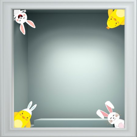 Αυτοκόλλητο Βιτρίνας - Κοτοπουλάκια και κουνελάκια (σετ 4 τεμάχια)