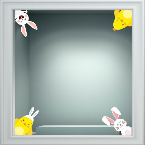 Αυτοκόλλητο Βιτρίνας - Κοτοπουλάκια και κουνελάκια (σετ 4 τεμάχια)