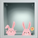 Αυτοκόλλητο Βιτρίνας - Κουνελάκια (σετ 2 τεμάχια)