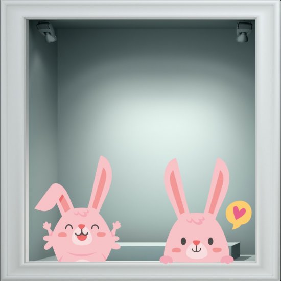 Αυτοκόλλητο Βιτρίνας - Κουνελάκια (σετ 2 τεμάχια)