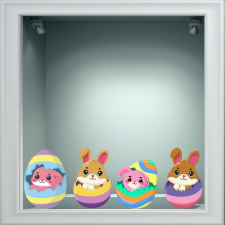 Αυτοκόλλητο Βιτρίνας - Κουνελάκια (4 τεμάχια σετ)