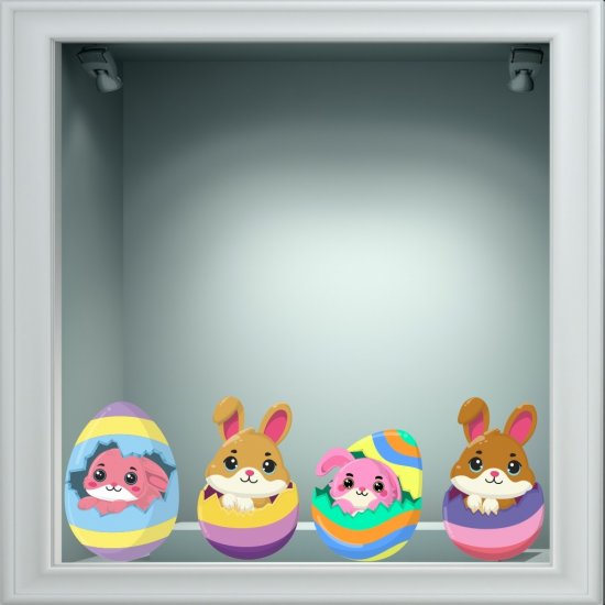 Αυτοκόλλητο Βιτρίνας - Κουνελάκια (4 τεμάχια σετ)