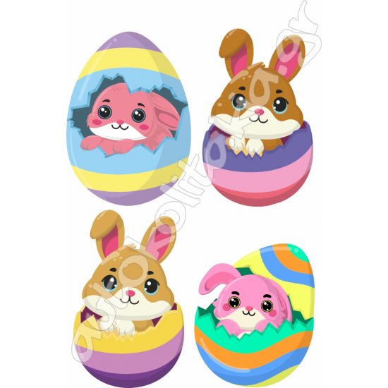 Αυτοκόλλητο Βιτρίνας - Κουνελάκια (4 τεμάχια σετ)