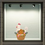 Αυτοκόλλητο Βιτρίνας - Κοτούλα σε καλαθάκι