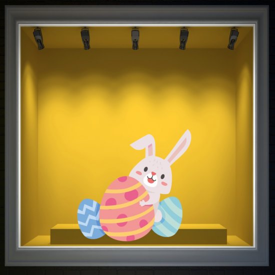 Αυτοκόλλητο Βιτρίνας - Κουνελάκι με αυγά