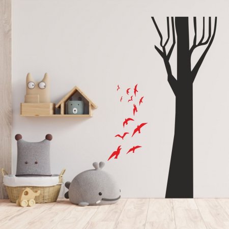 Παιδικό αυτοκόλλητο - Δέντρο και πουλιά