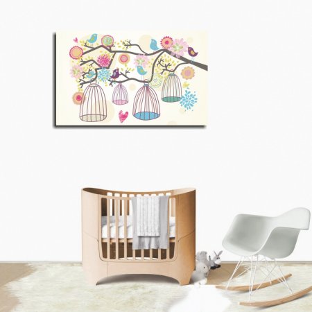 Παιδικός Πίνακας σε Καμβά - Κλουβάκια Σε Δέντρο