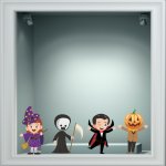 Αυτοκόλλητο βιτρίνας - Halloween 03 (Σετ 4 φιγούρες)