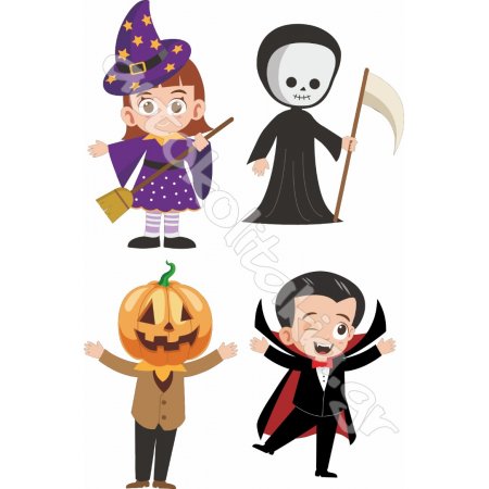 Αυτοκόλλητο βιτρίνας - Halloween 03 (Σετ 4 φιγούρες)