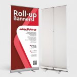 Roll Up Banner εκτύπωση με δική σας μακέτα. (120cm x 200cm)