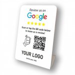 Nfc Tap Or scan QR Code επιτραπέζιo σταντ αξιολογήσεων Google με το logo σας