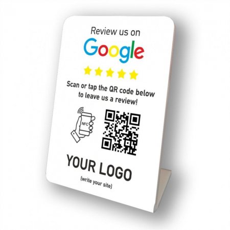 Nfc Tap Or scan QR Code επιτραπέζιo σταντ αξιολογήσεων Google με το logo σας Nfc Tap Or scan QR Code επιτραπέζιo σταντ αξιολογήσεων Google με το logo σας