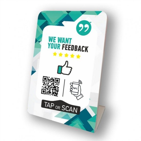 Nfc tap or scan επιτραπέζιo σταντ αξιολογήσεων με NFC και QR Code