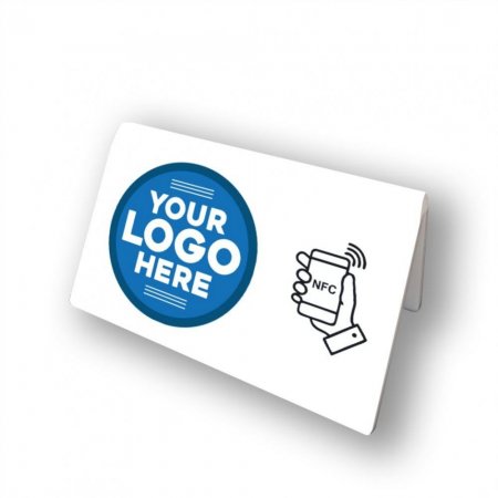 Nfc Tap Or scan QR Code επιτραπέζιo σταντ διπλής όψης αξιολογήσεων με to logo σας
