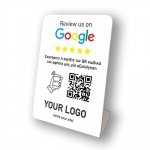Nfc Tap Or scan QR Code επιτραπέζιo σταντ αξιολογήσεων Google με το logo σας