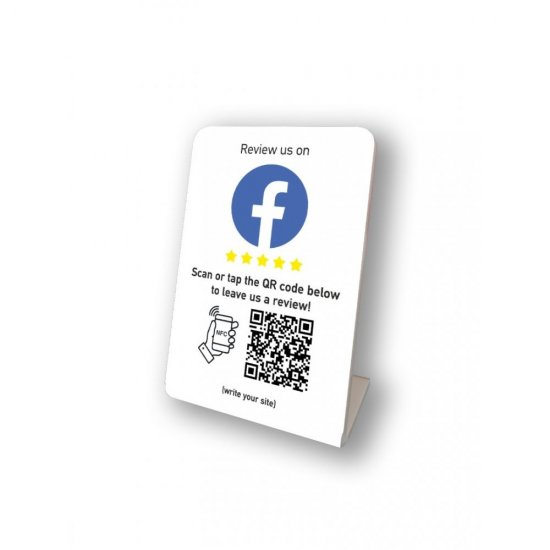 Nfc tap or scan επιτραπέζιo σταντ αξιολογήσεων Facebook με NFC και QR Code