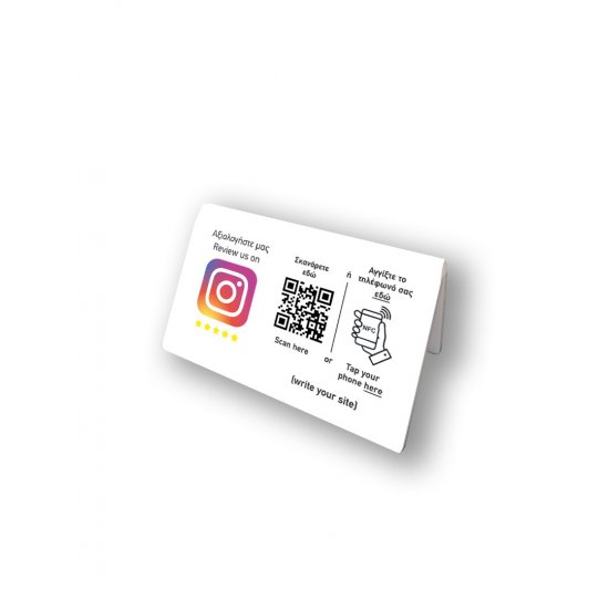 Nfc Tap Or scan QR Code επιτραπέζιo σταντ αξιολογήσεων Instagram διπλής όψης Nfc Tap Or scan QR Code επιτραπέζιo σταντ αξιολογήσεων Instagram διπλής όψης