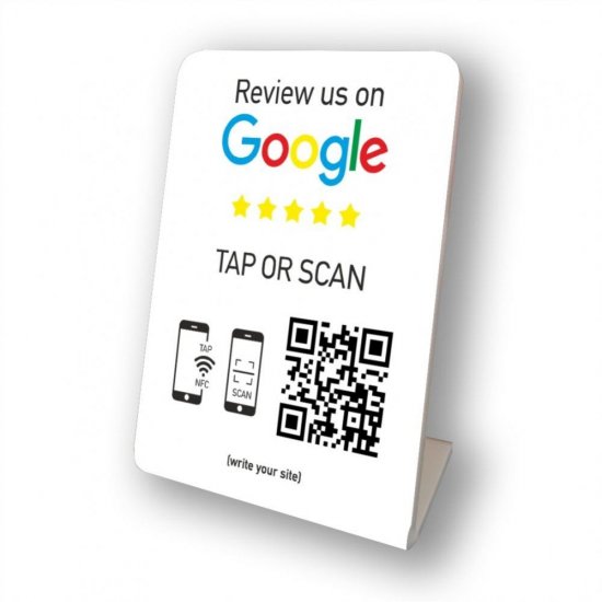 Nfc Tap Or scan QR Code επιτραπέζιo σταντ αξιολογήσεων Google
