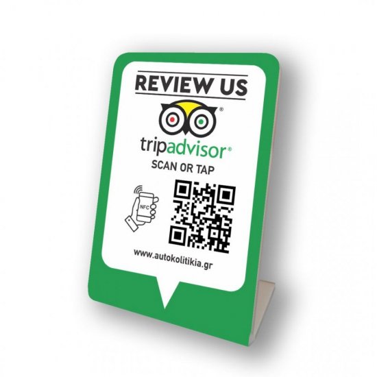 Nfc Tap Or scan QR Code επιτραπέζιo σταντ αξιολογήσεων Tripadvisor