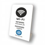 Επιτραπέζιo σταντ με τον κωδικό του WiFi σας και το logo σας.