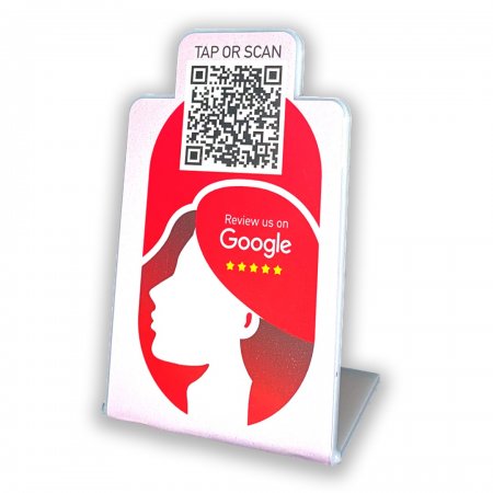 Nfc Tap Or scan QR Code επιτραπέζιo σταντ αξιολογήσεων Google - Κομμωτήριο