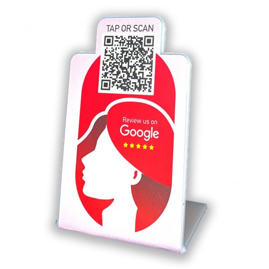 Nfc Tap Or scan QR Code επιτραπέζιo σταντ αξιολογήσεων Google - Κομμωτήριο