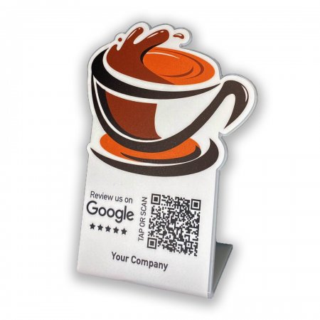 Nfc Tap Or scan QR Code επιτραπέζιo σταντ αξιολογήσεων Google - Coffee