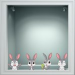 Αυτοκόλλητο Βιτρίνας - Λαγουδάκια (σετ 4 τεμάχια)