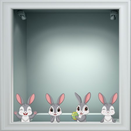 Αυτοκόλλητο Βιτρίνας - Λαγουδάκια (σετ 4 τεμάχια)