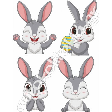 Αυτοκόλλητο Βιτρίνας - Λαγουδάκια (σετ 4 τεμάχια)