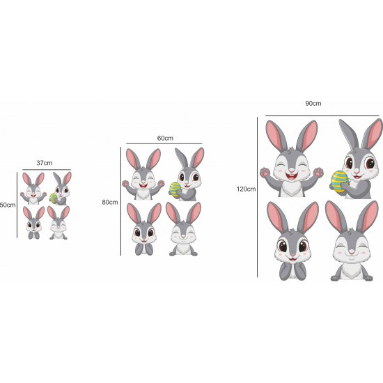 Αυτοκόλλητο Βιτρίνας - Λαγουδάκια (σετ 4 τεμάχια)