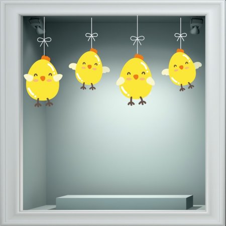 Αυτοκόλλητο Βιτρίνας - Κοτοπουλάκια  (Σετ 4 τεμάχια)