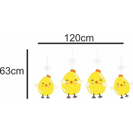 Αυτοκόλλητο Βιτρίνας - Κοτοπουλάκια  (Σετ 4 τεμάχια)