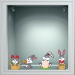 Αυτοκόλλητο Βιτρίνας - Λαγουδάκια 2  (σετ 4 τεμάχια)
