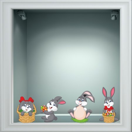 Αυτοκόλλητο Βιτρίνας - Λαγουδάκια 2  (σετ 4 τεμάχια)